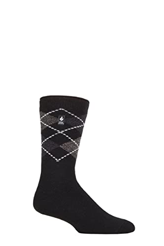 HEAT HOLDERS SOCKSHOP Herren 1.6 TOG Lite Gestreifte, Gemusterte & Argyle Socken 1 Paar Lyon Argyle Schwarz 39-45 von HEAT HOLDERS