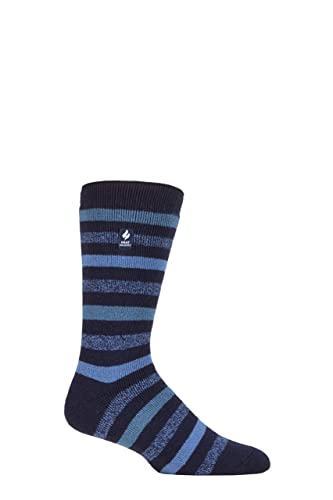 HEAT HOLDERS SOCKSHOP Herren 1.6 TOG Lite Gestreifte, Gemusterte & Argyle Socken 1 Paar Split Mittel Streifen Marine 39-45 von HEAT HOLDERS