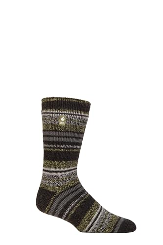 HEAT HOLDERS SOCKSHOP Herren 2.3 TOG Gemustert und schlicht Thermische Socken Packung 1 (39-45, Bari Multi Stripe Olive) von HEAT HOLDERS