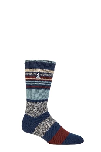 HEAT HOLDERS SOCKSHOP Herren 2.3 TOG Gemustert und schlicht Thermische Socken Packung 1 (39-45, Galway Multi Stripe Indigo/Merlot) von HEAT HOLDERS