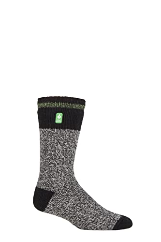 HEAT HOLDERS SOCKSHOP Herren 2.3 TOG Gemustert und schlicht Thermische Socken Packung 1 (39-45, Porto Robust Blockstreifen Schwarz/Grün) von HEAT HOLDERS