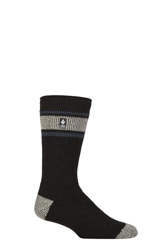 HEAT HOLDERS SOCKSHOP Herren 2.3 TOG Gemustert und schlicht Thermische Socken Packung 1 Fraser Holzkohle/Mittelgrau 39-45 von HEAT HOLDERS