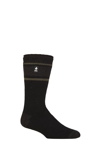 HEAT HOLDERS SOCKSHOP Herren 2.3 TOG Gemustert und schlicht Thermische Socken Packung 1 Fraser Schwarz/Holzkohle 39-45 von HEAT HOLDERS