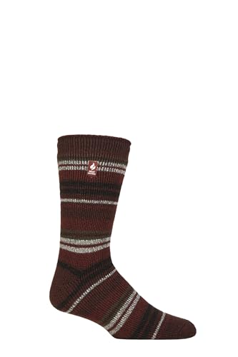 HEAT HOLDERS SOCKSHOP Herren 2.3 TOG Gemustert und schlicht Thermische Socken Packung 1 Leavenworth Kastanie/Burgund 39-45 von HEAT HOLDERS
