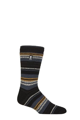 HEAT HOLDERS SOCKSHOP Herren 2.3 TOG Gemustert und schlicht Thermische Socken Packung 1 Leavenworth Schwarz/Senf 39-45 von HEAT HOLDERS