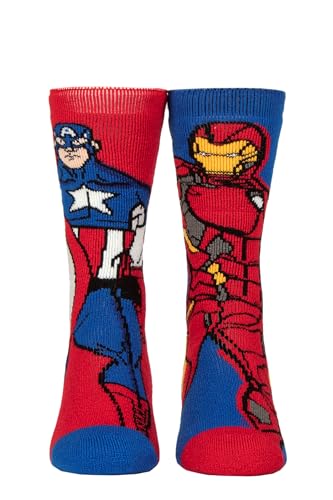 HEAT HOLDERS SOCKSHOP Herren Socken - 1.6 TOG Lite Warme Thermik Gemustert Iron Man Captain America 1 Paar Pack Blau/Rot 39-45 von HEAT HOLDERS