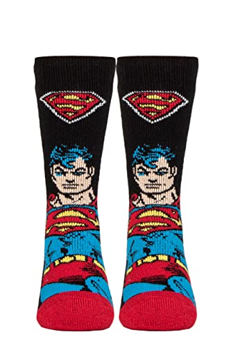 HEAT HOLDERS SOCKSHOP Kinder DC 1.6 TOG Lite Superman Thermische Socken Packung 1 Schwarz 31-36 von HEAT HOLDERS