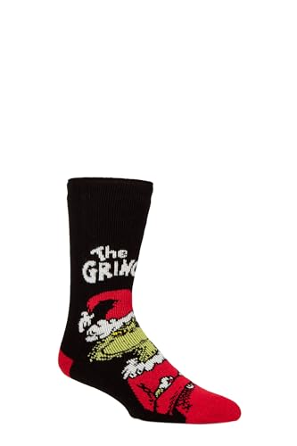 HEAT HOLDERS SOCKSHOP The Grinch Thermo Socken für Herren – 1.6 TOG Lite – Dicke Warme Flauschige Weiche Wintersocken – Lustige Geschenkidee für Kalte Tage & Zuhause Schwarz 39-45 von HEAT HOLDERS
