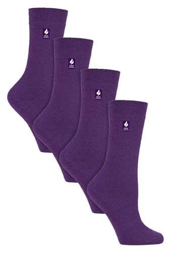 HEAT HOLDERS Ultra Lite - Damen 4er Pack Thermosocken für Winter | Socken mit Innenfleece (37-42, Violett) von HEAT HOLDERS