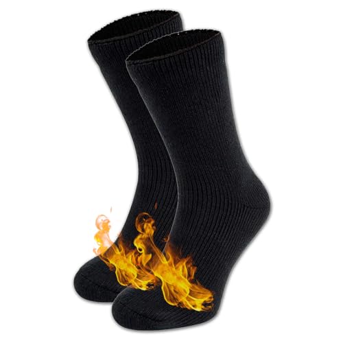 HEATEX Extra Warme Thermosocken Dick & Wollig mit Kälteschutz TOG 2.3 Winter Socken (2 Paar) Schwarz 41-46 von HEATEX