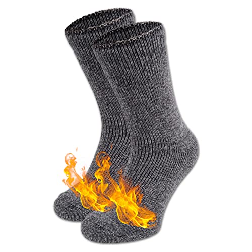 HEATEX Thermosocken mit Kälteschutz Extrem Warm TOG 2.3 Vollfrottee Winter Thermo-Socken Gefüttert (2 Paar) Grau 36-41 von HEATEX