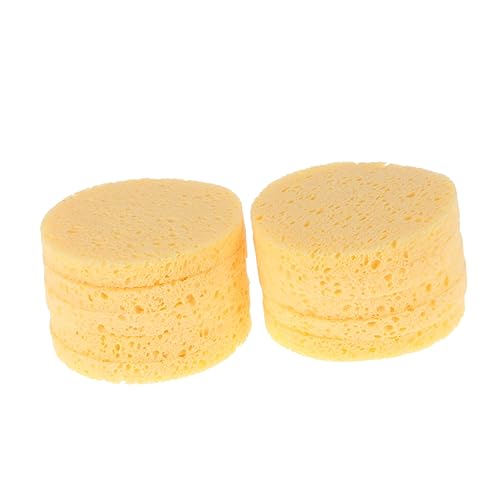 HEATSHAKING 10 Stück Teiliges Gelber Make Up Entferner Schwamm aus Natürlicher Holzzellulose Weicher Gesichtsschwamm zur Gründlichen von Puder und Sonnenschutz für Hauttypen von HEATSHAKING