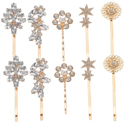 HEATSHAKING 10 Stück Teiliges Strass Haarnadeln mit Perlen Goldfarbene Haarklammern für Frauen und Mädchen Dekorative Braut Haarspangen Geeignet für Hochzeit Party Dickes und Dünnes Haar von HEATSHAKING