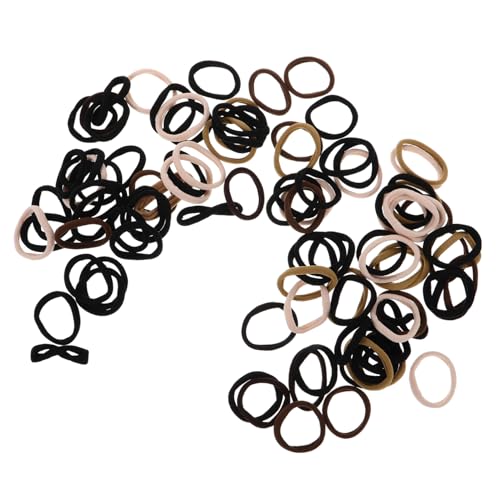 HEATSHAKING 100 Stück Nahtlose Haargummis in Milchtee Farbe Elastisch Dicke Haarbänder Schonend für Dünnes Haar Strapazierfähig Pack Einfache Ponytail Halter für Damen und Mädchen von HEATSHAKING