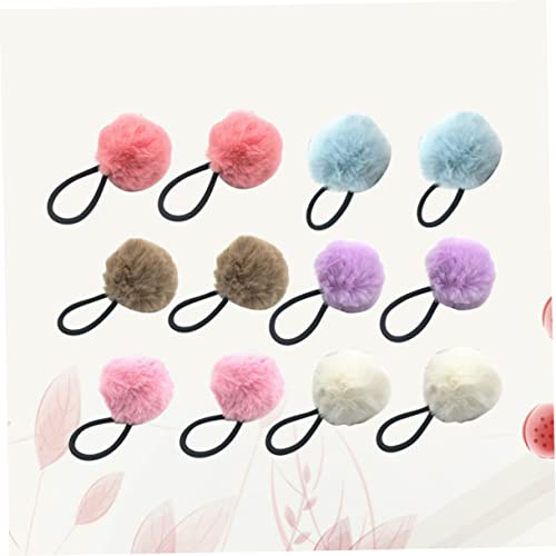 HEATSHAKING 12 Stück Teiliges Flauschiges Haarband mit Elastischem Pferdeschwanzhalter Pompon Haargummis in Weiß Khaki Helllila und Wassermelone Weiche Mädchen Haarschmuck für Vielseitige von HEATSHAKING