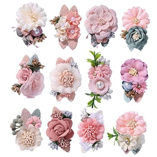 HEATSHAKING 12 Stück Teiliges Haarklammern mit Perlen Natürliche Blumenhaarnadeln für Mädchen und Frauen Eleganter Haarschmuck für Hochzeit Party Brautjungfern und Besondere Anlässe von HEATSHAKING