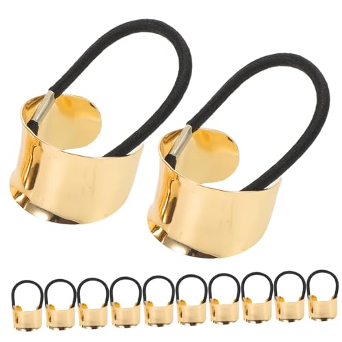 HEATSHAKING 12 Stück Teiliges Metall Haargummis mit Glänzendem Finish Leichte Kratzfeste Haarringe für Damen Elastische Retro Ponytail Halter für Alltag und Festliche Anlässe von HEATSHAKING
