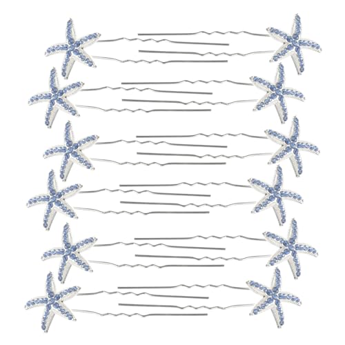 HEATSHAKING 12 Stück Teiliges U Förmige Haarspangen mit Blauen Strass Sternen Stabile Braut Haarschmuck für Damen Eleganter Schmuck für Hochzeit Party und Strandfrisuren von HEATSHAKING