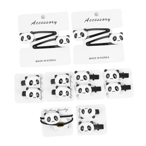 HEATSHAKING 16 Stück Teiliges Haarschmuck Mädchen Resin Panda Haarclips und Haargummis Elastische Ponytail Halter Bunte Schadstofffreie Haarschleifen für Alltag und Festtage von HEATSHAKING