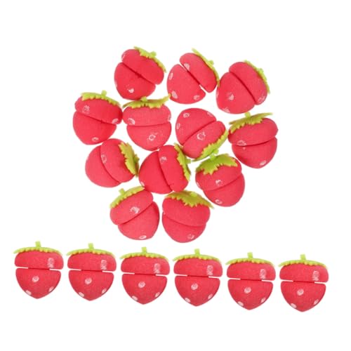 HEATSHAKING 18 Stück Teiliges Weiche Erdbeer Schwamm Haarwickler Schonend für Übernachtliche Hitzefreie Locken Leichte Tragbare Lockenstäbe für Damen für Reisen und Tägliche Anwendung von HEATSHAKING