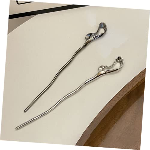 HEATSHAKING 2 Stck Chinesische Haarnadeln aus Metall Unregelmäßige Form Glatte Oberfläche Haarstäbchen für Damen Vielseitiger Haarschmuck für Hochzeiten Partys und Alltag Passend für von HEATSHAKING