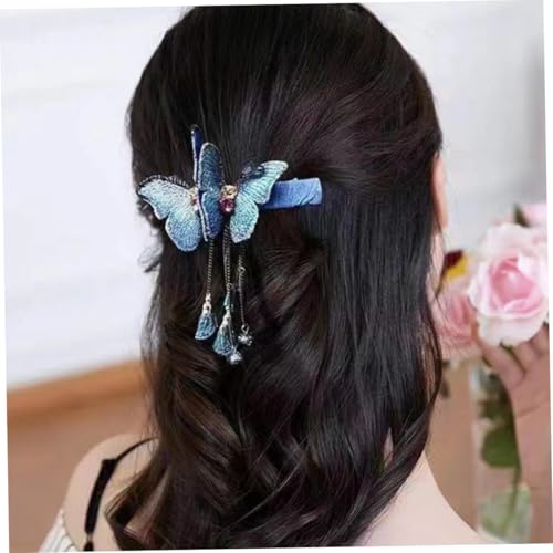 HEATSHAKING 2 Stück Elegante Schmetterlings haarspangen mit Quasten Dickes Haar Modische Blaue Haarschmuck accessoires für Damen Robust und Vielseitig für Alltag und Festlichkeiten von HEATSHAKING