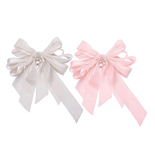 HEATSHAKING 2 Stück Große Haarklammer mit Perlen Schleifen Haarspange für Frauen Sicherer Haarschaden Geeignet für Dickes und Dünnes Haar Modisches Accessoire für Alltag Party und Büro von HEATSHAKING