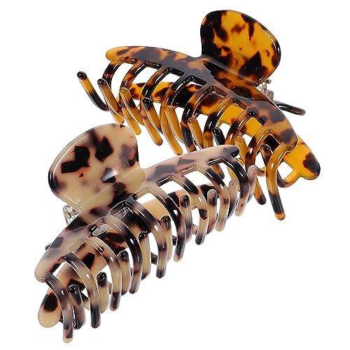 HEATSHAKING 2 Stück Große Haarklammern Leopard Muster Stabile Haarspangen für Dickes und Normales Haar Haarklammern zum Frisieren und Alltagsstyling für Damen und Mädchen von HEATSHAKING