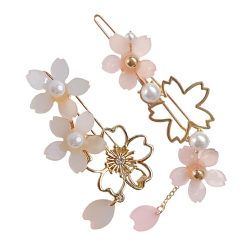 HEATSHAKING 2 Stück Japanische Kirschblüten Haarklammern Floraler Haarschmuck für Damen Sanft Haltende Langlebige Haarspangen im Traditionellen Stil Geeignet für Alltag und Besondere Anlässe von HEATSHAKING