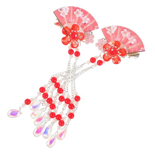 HEATSHAKING 2 Stück Kleine Haarklammern mit Perlen Quasten Blumen und Fächer Design Leichte Haarschmuck Spangen für Mädchen Festliche Haaraccessoires für Hochzeit Party und Alltag von HEATSHAKING