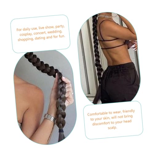 HEATSHAKING 2 Stück Lange Geflochtene Pferdeschwanz Haarverlängerung mit Haargummi Wrap Around Hochtemperaturseide Weiche Natürlich Aussehende Zopf Extensions für Frauen und Mädchen Alltag von HEATSHAKING