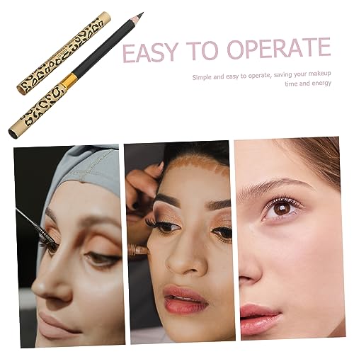 HEATSHAKING 2 Stück Leopard Muster Augenbrauenstift Doppelseitiger Augenbrauenstift mit Bürste Natürliche Farbe Langanhaltend Wasserfest Professionelles Make Up für Präzise Brauen in Schwarz von HEATSHAKING