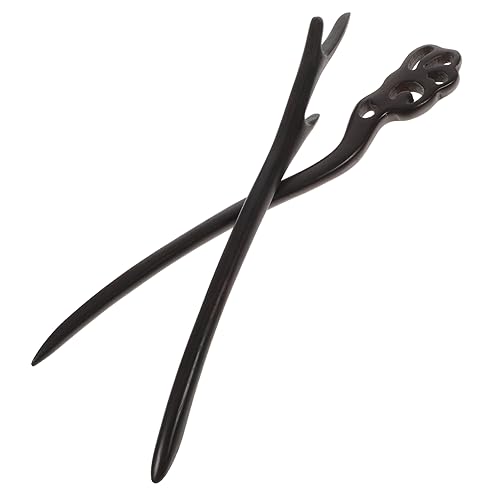 HEATSHAKING 2 Stück Retro Haarschmuck Damen Schwarze Haarstäbchen Chinesischer Haarkamm Hanfu Kopfschmuck Vintage Haarforke für Alltag Party Festliche Anlässe von HEATSHAKING