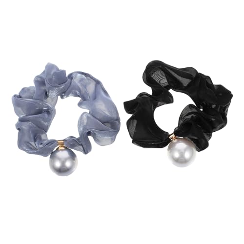 HEATSHAKING 2 Stück Teiliges Haargummi mit Großen Perlen Elastische Rutschfeste Haarschlaufen für Damen und Mädchen Geeignet für Pferdeschwanz Dutt Hochzeit und Alltag Modischer Haarschmuck von HEATSHAKING