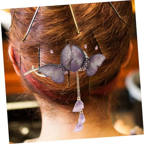 HEATSHAKING 2 Stück Teiliges Schmetterling Haarspangen mit Quaste Metall Haarklammern für Dickes Haar Chinesischer Stickerei Stil Bunte Haarschmuck Damen Bequemes Tragen für Alltag und von HEATSHAKING