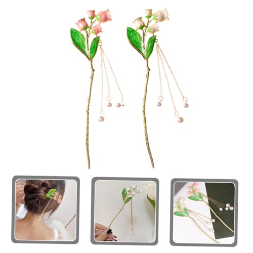 HEATSHAKING 2 Stück Vintage Chinesische Haarnadeln mit Perlen und Quasten Leichte Haarschmuck sticks für Frauen Elegantes Retro design Stilvolle Haarstäbe für Traditionelles Styling und von HEATSHAKING