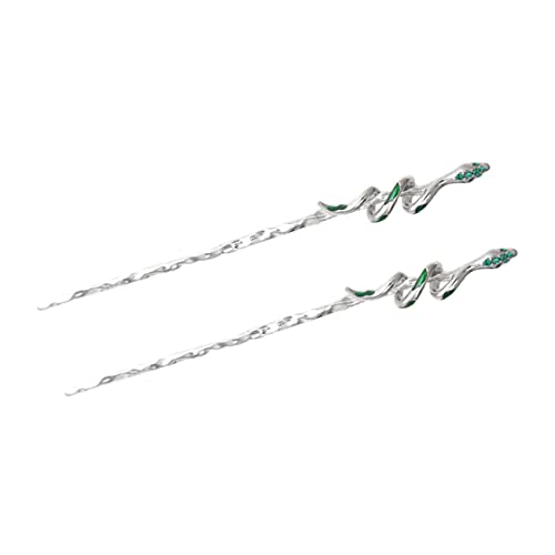 HEATSHAKING 2 Stück Vintage Haarschmuck Schlangen Haarstäbe Strass Verzierung Haarnadeln für Frauen Stilvolle Retro Haarspangen für Dutt und Hochsteckfrisuren von HEATSHAKING