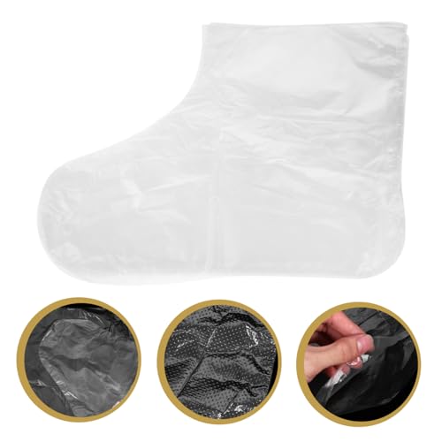 HEATSHAKING 200 Stück Einweg Transparente Fußschutzfolie Groß Für Damen Herren wasserdichte Kunststoff Fußabdeckung Für Spa Paraffin und Heißwachs Therapie Geruchlos Leicht Tragbar von HEATSHAKING