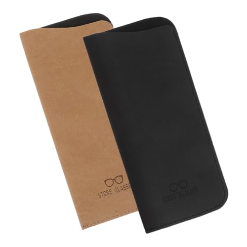 HEATSHAKING 2stücke Weiche Pu Brillenetui Für Sonnenbrillen Kratzfestes Design Tragbare Brillentaschen Für Damen Und Herren Vintage Leder Look von HEATSHAKING