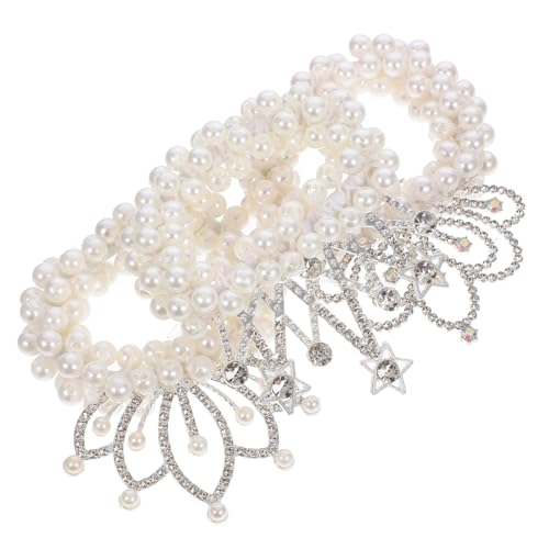 HEATSHAKING 3 Stück Elastische Perlen Haargummis mit Krone Verstellbare Ponytail halter für Mädchen Stabile und Bequeme Haar accessoires Vielseitig für Verschiedene Anlässe Geeignet von HEATSHAKING