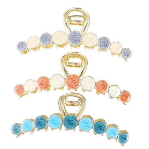 HEATSHAKING 3 Stück Große Haarkralle Robustem Legierungs material Rutschfeste Krallenspangen für Dickes Haar Modisches Haarschmuck accessoire für Damen Alltag Make up und Zufällige Farbe von HEATSHAKING