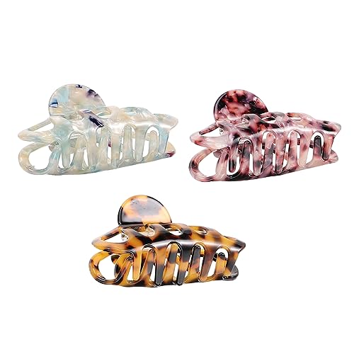 HEATSHAKING 3 Stück Teiliges Große Haarklammern für Dickes Haar Rutschfeste Haarklaue mit Vintage Acetat Design Starker für Damen und Mädchen Geeignet für Partys und Alltagsschmuck von HEATSHAKING