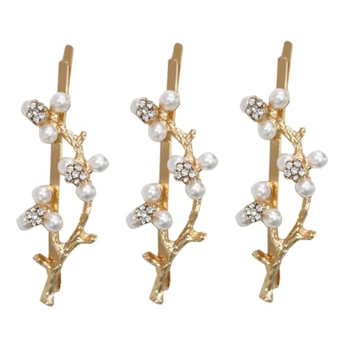 HEATSHAKING 3 Stück Teiliges Haarklammern mit Perlen und Strass Filigrane Zweig design Haarspangen für Damen Elegante Haaraccessoires Leicht und Langlebig Geeignet für Alltag und Festliche von HEATSHAKING