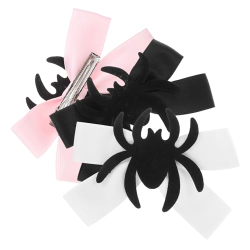 HEATSHAKING 3 Stück Teiliges Halloween Spinnen Haarschleifen für Frauen Gothische Haarspangen mit Schleifen Metall Stoffmaterial für Cosplay Kostümpartys und Thematische Festlichkeiten von HEATSHAKING