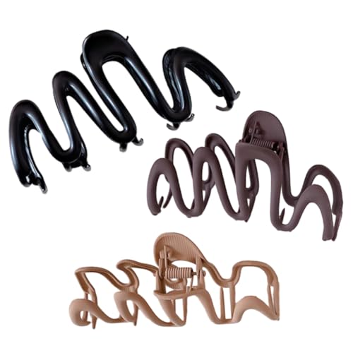 HEATSHAKING 3Stücke Große Haarklammern für Damen Schokoladen für Dickes Haar Rutschfeste Krallenclips für Hochsteckfrisuren von HEATSHAKING