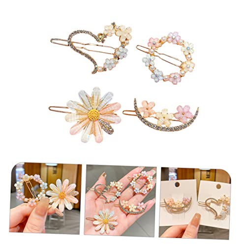 HEATSHAKING 4 Stück Strass Haar Clips Blumen Haarspangen Für Mädchen Damen Haarschmuck Dekorative Haarnadeln Mit Kristallen Rutschfeste Haaraccessoires Für Kinder Und Frauen Für Partys von HEATSHAKING