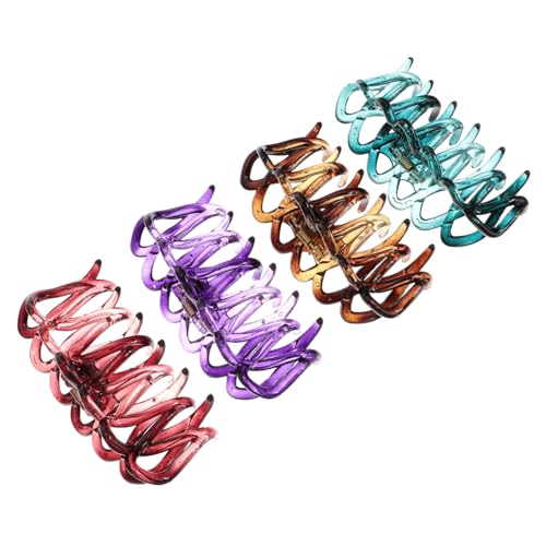 HEATSHAKING 4 Stück Haarklammer Mittlere Kieferclips aus Acryl Rutschfeste Haarspangen für Dickes Haar zum Stylen und Duschen Haaraccessoires für Mädchen von HEATSHAKING