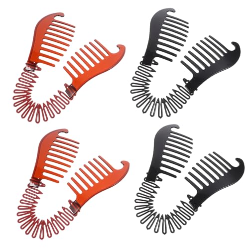 HEATSHAKING 4 Stück Teiliges Kunststoff Bananen Haarclips Langlebig und Wiederverwendbar Rutschfest Modisch für Damen und Mädchen für Pferdeschwanz Dutt und Vielseitiges Haarstyling in von HEATSHAKING