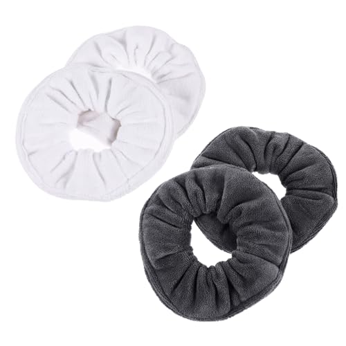 HEATSHAKING 4 Stück Teiliges Mikrofaser Haargummi Damen Saugfähige Schnell Trocknende Haarbänder für Nasses Haar Elastische Scrunchies für Ponytail Sanfte Fixierung in Weiß für Haarstyling von HEATSHAKING