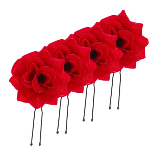 HEATSHAKING 4 Stück Teiliges Retro Rosen Haarschmuck aus Hochwertigem Samt und Zinklegierung Langlebige Rote Haarspangen Eleganter Hochzeitsschmuck für Damen Einfach zu Tragen und HEATSHAKING 4 Stück Teiliges Retro Rosen Haarschmuck aus Hochwertigem Samt und Zinklegierung Langlebige Rote Haarspangen Eleganter Hochzeitsschmuck für Damen Einfach zu Tragen und von HEATSHAKING